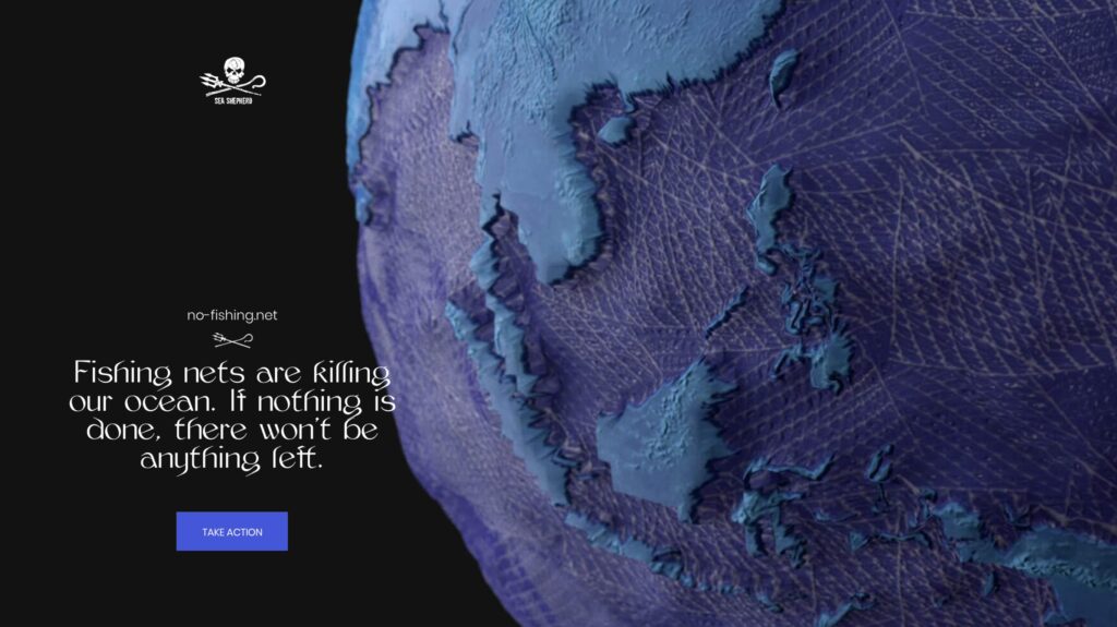 Screenshot from the Sea Shepard 'no fishing' campaign website demonstrating the use of microcopy to explain their purpose. 